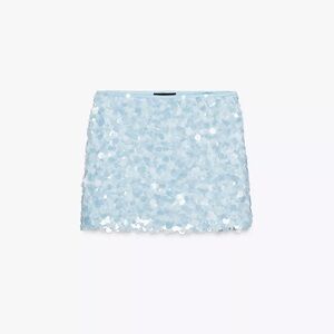Zara Light Blue Sequin Mini Skirt